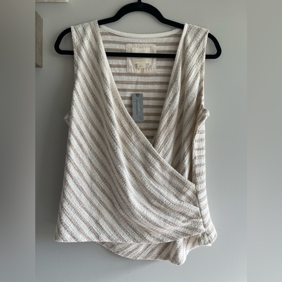Maeve | Anthropologie | Surplice Striped Lightweight Sleeveless Top Size LP 🆕 - Picture 4 of 8